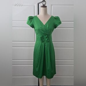 New Directions Green Short Sleeve Knee Length Dress